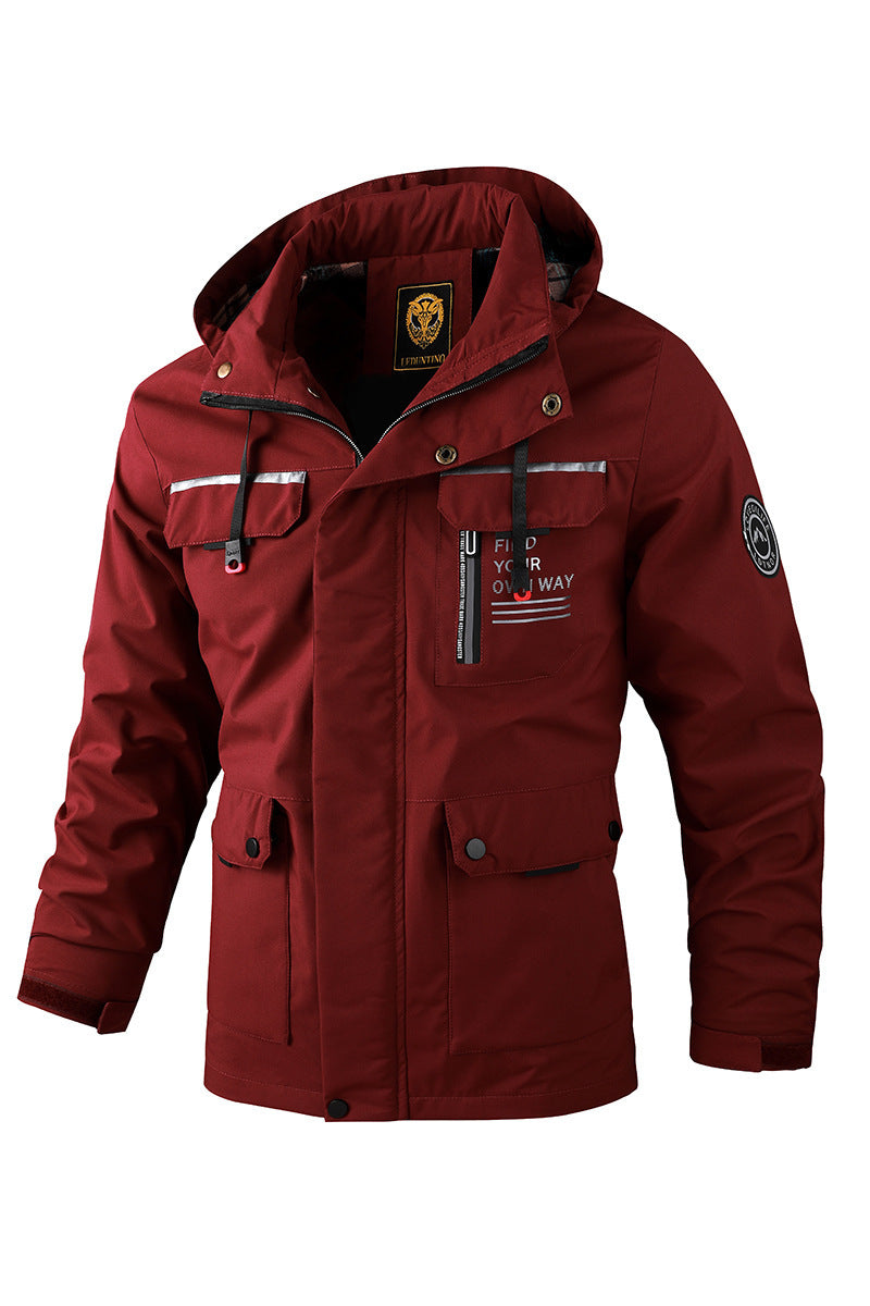 Fashion Men's Casual Windbreaker Jackets Hooded Jacket Man Waterproof Outdoor Soft Shell Winter Coat Clothing Warm Thick Tops