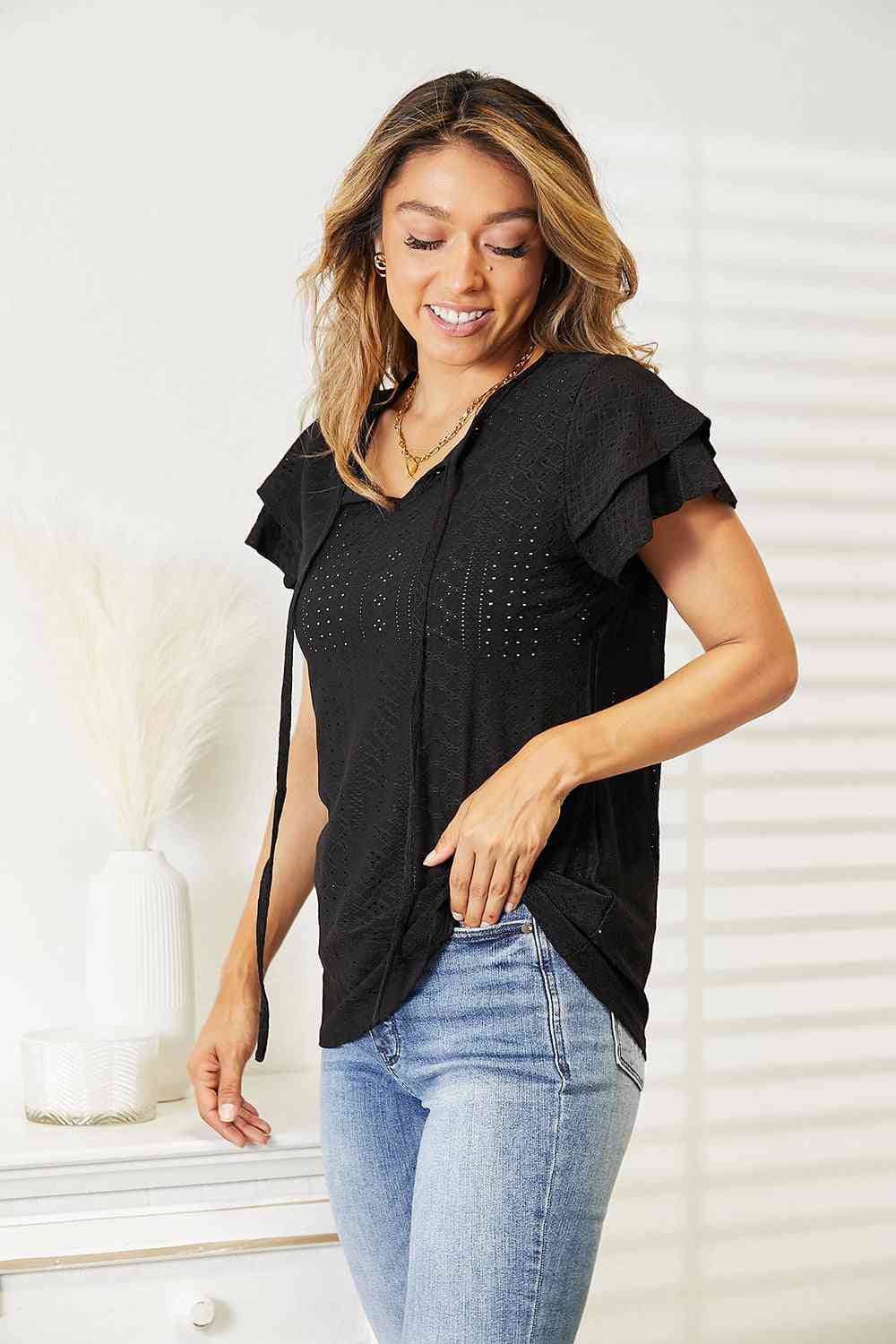 Flutter Sleeve Top- Exquisite Elegance