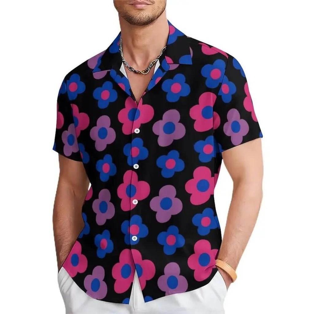 Men's Floral Print Casual Shirt with Unique Design