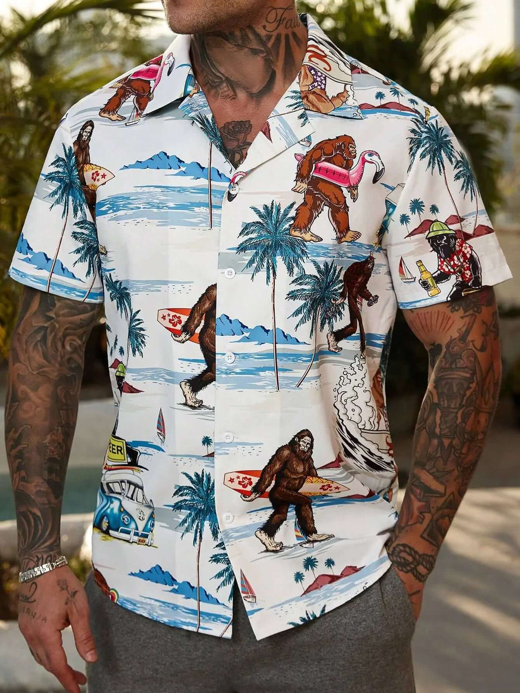 Men's Floral Print Casual Shirt with Unique Design