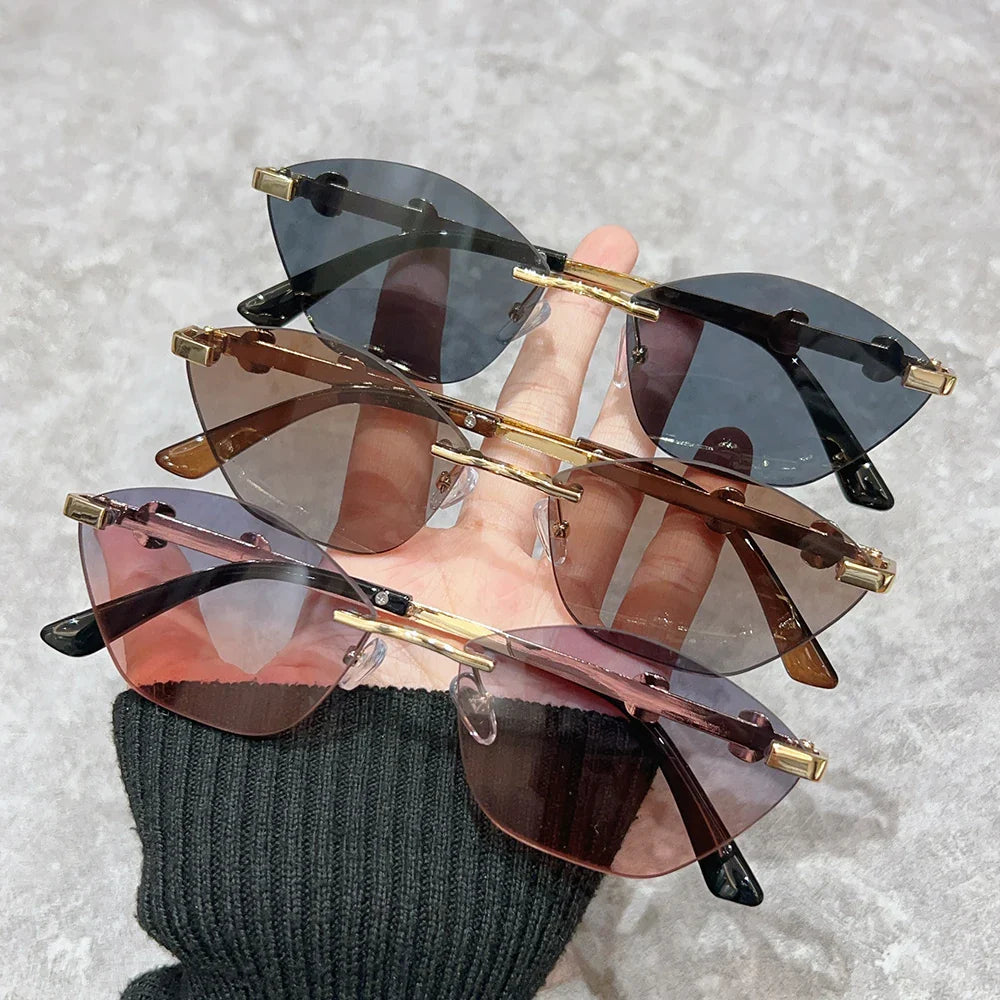 2026 Rimless Sunglasses for Men with Metal Chain Detail | Niche High-End UV Protection Shades
