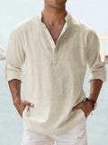 Men's Cotton Linen Long Sleeve Casual Shirt  Loose Tops