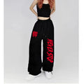 Black White Drawstring Design Sweatpants Women Street Dance Hip-Hop Sports Pants for Women New Summer All-Match Long Pants Woman
