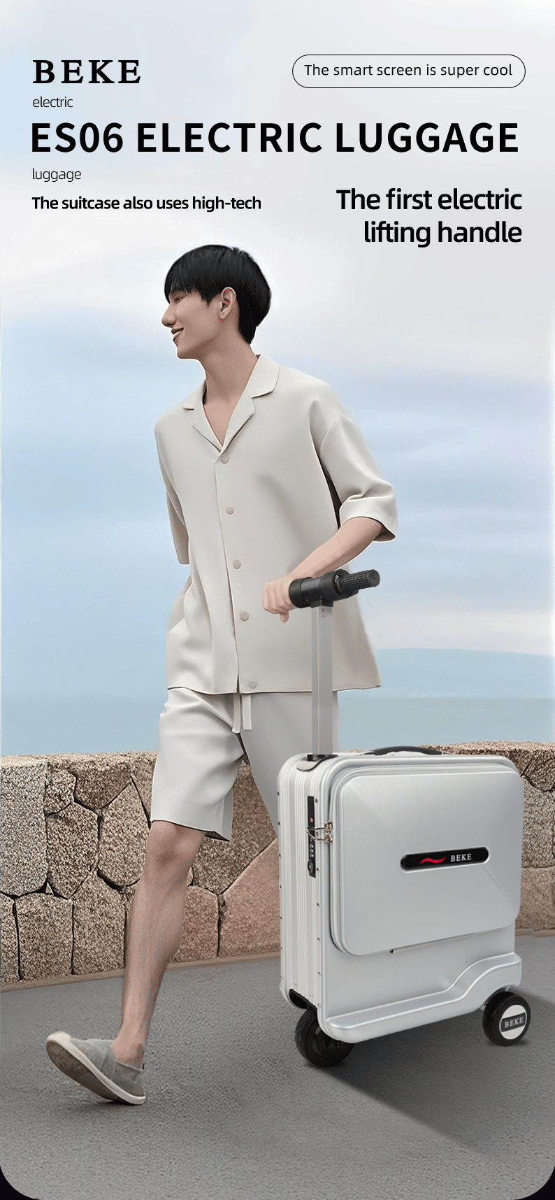 BEKE Smart Electric Luggage Rideable 20-inch With Electric Lifting Handles  App Control