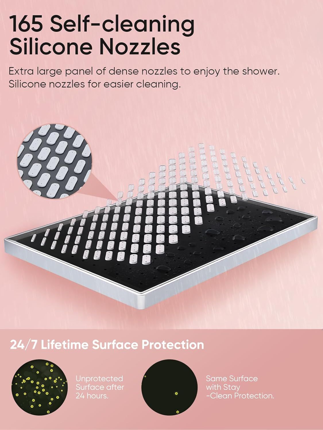 11.8 Inch Rain Shower Head with 6 Modes Handheld Water Spray High Pressure Showerhead Combo with 11 Inch Adjustable Extension Arm